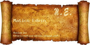 Matics Edvin névjegykártya
